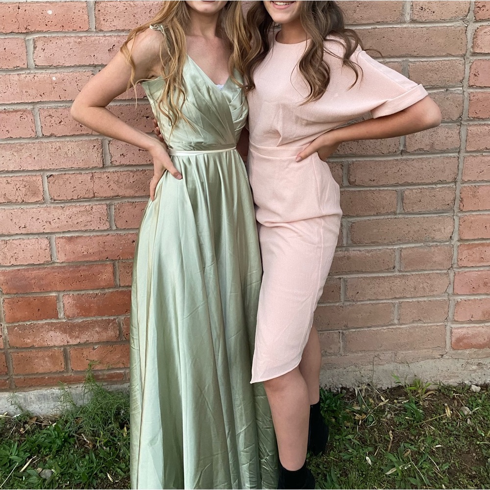 Mint green satin dress, perfect condition!